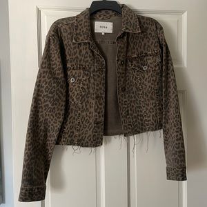 Cropped Cheetah Denim Jacket